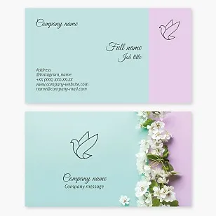 Two color business card template: Dove, spring, peace, freedom