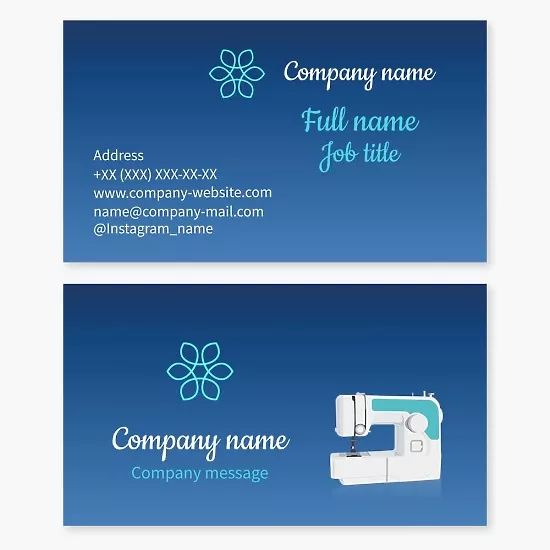 Business card template Sewing machine, sewing business, fashion studio