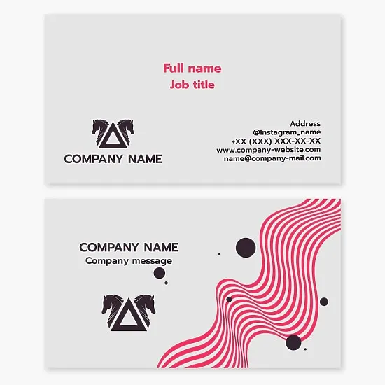 Business card template "Chess Knight, Triangle". Stud farm, horse riding, hippotherapy.