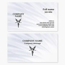 Business card template. Silhouette of a male angel.