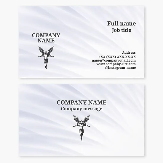 Business card template. Silhouette of a male angel.