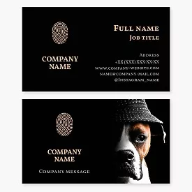 Business card template Detective agency, detective, Letter O