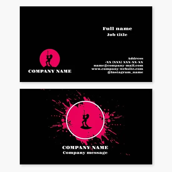Business card template. Rock guitarist. Rock band.