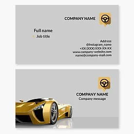 Business card template for car rental and sales services.