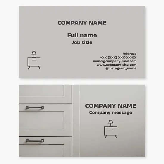 Business card template. Furniture store. Furniture factory.