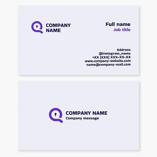 Security | Door Locks Sales and Repair | Emergency Door Lock Opening | Lock Business Card Template | Letter Q.