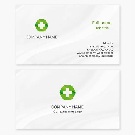 Medical business card template for healthcare. Pharmacy.