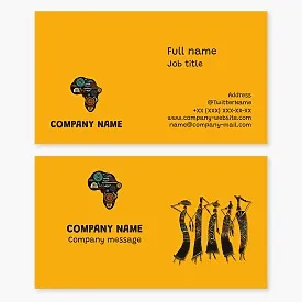 Stunning African-Inspired Business Card Template with Unique Figures and Patterns