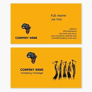 Stunning African-Inspired Business Card Template with Unique Figures and Patterns