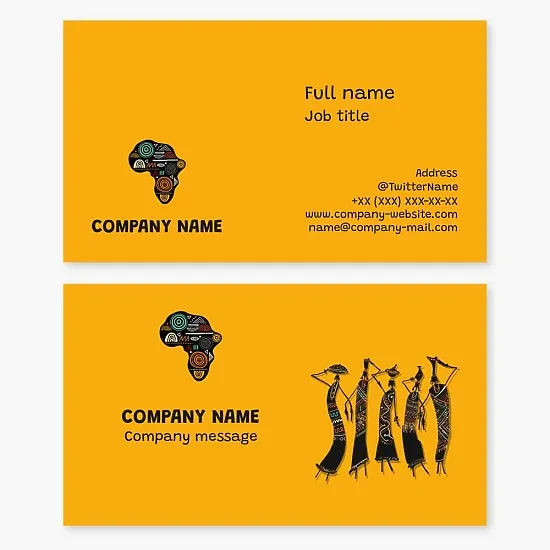 Stunning African-Inspired Business Card Template with Unique Figures and Patterns
