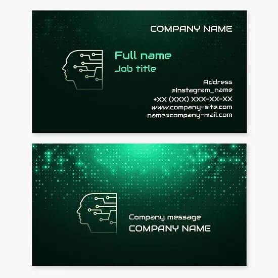 Circuit Board Face Logo | Technology Business Card Template