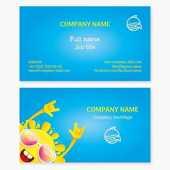 Business card template. Children's water park. Letter O.