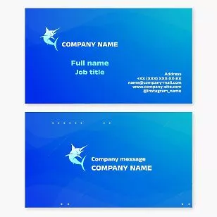 Blue Swordfish Fish Business Card Template