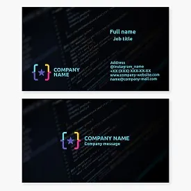 Business card template. Computer programming.
