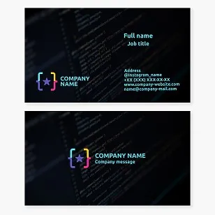 Business card template. Computer programming.
