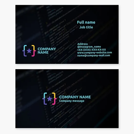 Business card template. Computer programming.