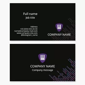 Guitar Pick Piano Keys Logo Business Card Template