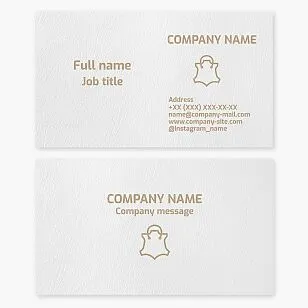 Business card template. Products made from genuine leather.