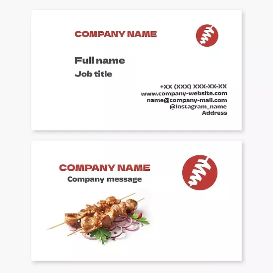 Business card template kebab shop, street food