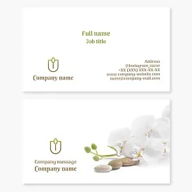 Business card template. Spa massage. Letter U.