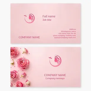Pink Beauty Business Card Template. Woman, Plant, Crown, Beauty Salon.