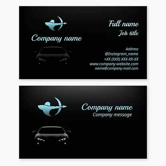 Cars. Sagittarius. Business card template