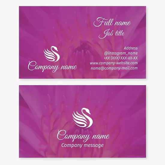 Business card template Swan and flower