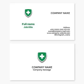 Medical business card template for healthcare. Health insurance.