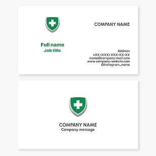 Medical business card template for healthcare. Health insurance.