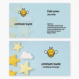 Business card template. Children's theme. Bee. Company for children's mental and physical development.