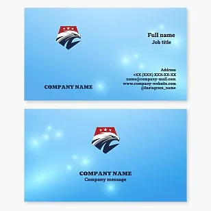 Patriotic American Eagle business card template. Eagle, pentagon, stars.