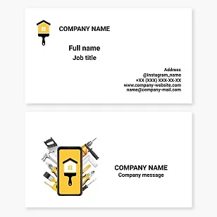 Business card template Apartment and house renovation, Construction and repair tools