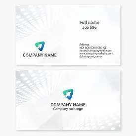 Business card template. Upward arrow cursor. Company development.