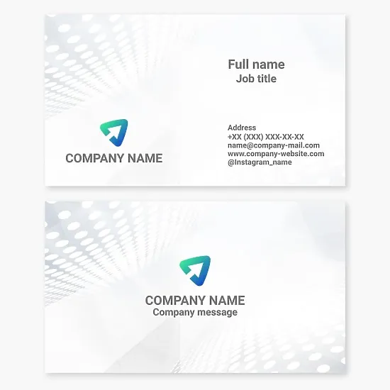 Business card template. Upward arrow cursor. Company development.