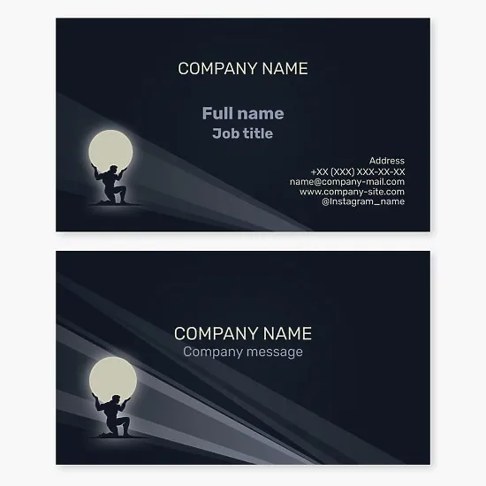 Business card template. Abstract. Atlas. Symbol of a powerful bearer with endurance and fortitude. Brand.