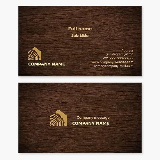 Business card design template. Wood, firewood, lumber for home.