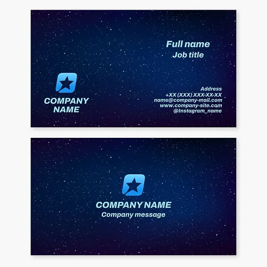 Business card template. Abstract. Star. Symbol of achievement, excellence, leadership, navigation, hope, inspiration, magic, fantasy. Brand. Talent attraction, concert activities.