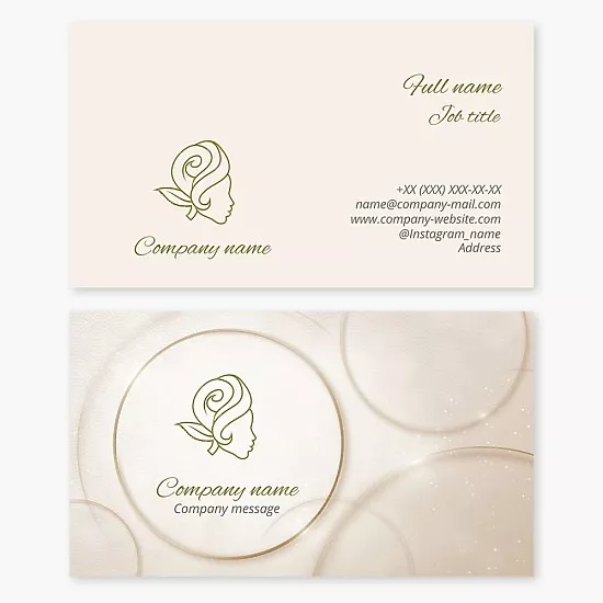 Business card template Hairdresser, rose woman