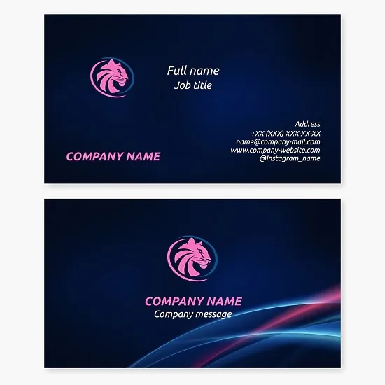 Business card template with Big Cat logo. Abstraction.