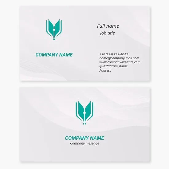 Business card template. Writer, poet, prose writer, author, publisher. Book, pen.
