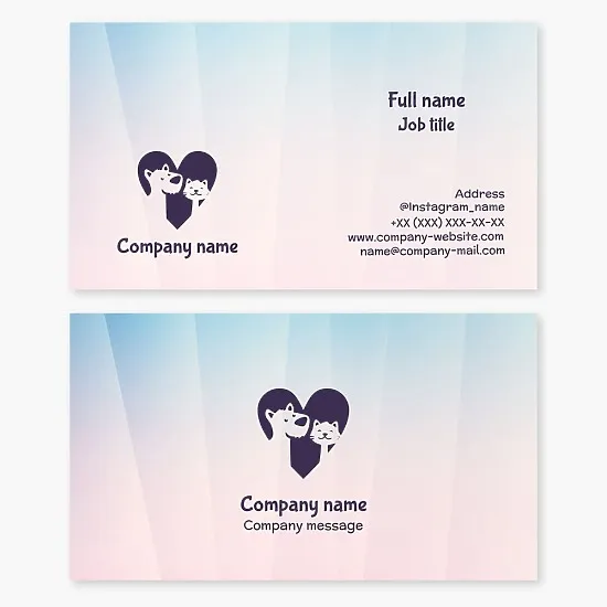 Pet Shelter Business Card Template. Cat, Dog, Heart