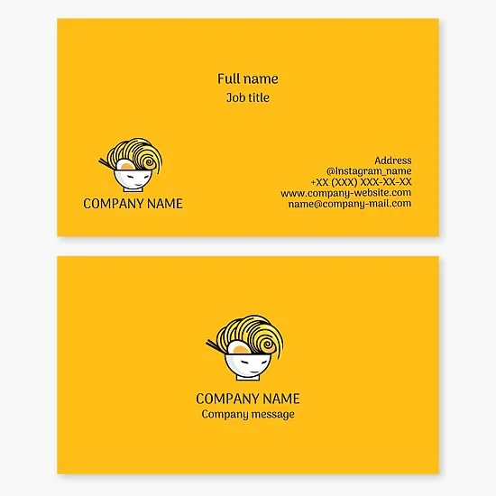 Noodles, egg, bowl | Chinese, Japanese restaurant business card template.
