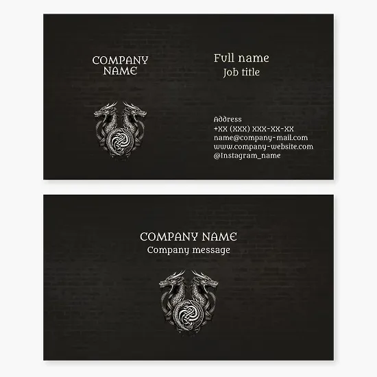 Business card template. Dragons. Abstract. Tattoo parlor.