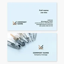 Drills, countersinks, and countersinks | Mechanical engineering | Metal and alloy machining | Industrial tool business card template.