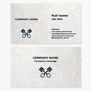 Business card template. Car and motorcycle repair. Pistons. Letter X.