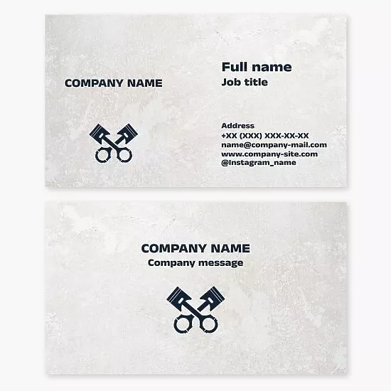 Business card template. Car and motorcycle repair. Pistons. Letter X.