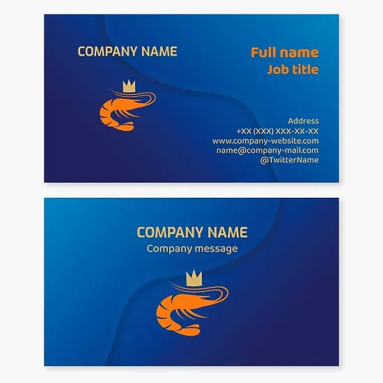 Business card template Shrimp, seafood, restaurant, mining, processing