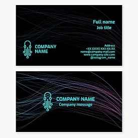 Business card template. Octopus, electronic circuit elements. Adaptability, high intelligence, technology, and networking capabilities.