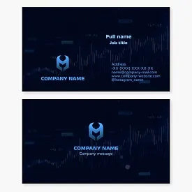Business card template. Commodity exchange. Broker. Gladiator helmet. Letter M.