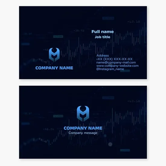 Business card template. Commodity exchange. Broker. Gladiator helmet. Letter M.